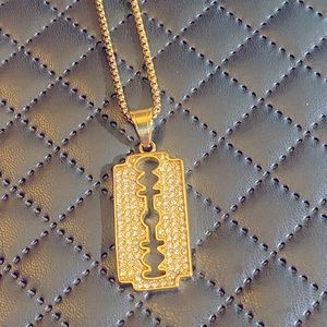 Gold Razor blade necklaces
